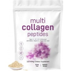 GSXR Multi Collagen Peptides, 16 Oz | Type I,II,III,V,X with Hyaluronic Acid, Biotin & Vitamin C - Unflavored - Easy Dissolve [ASIN: B0DTF64LLN][SKU: BJ003-1]